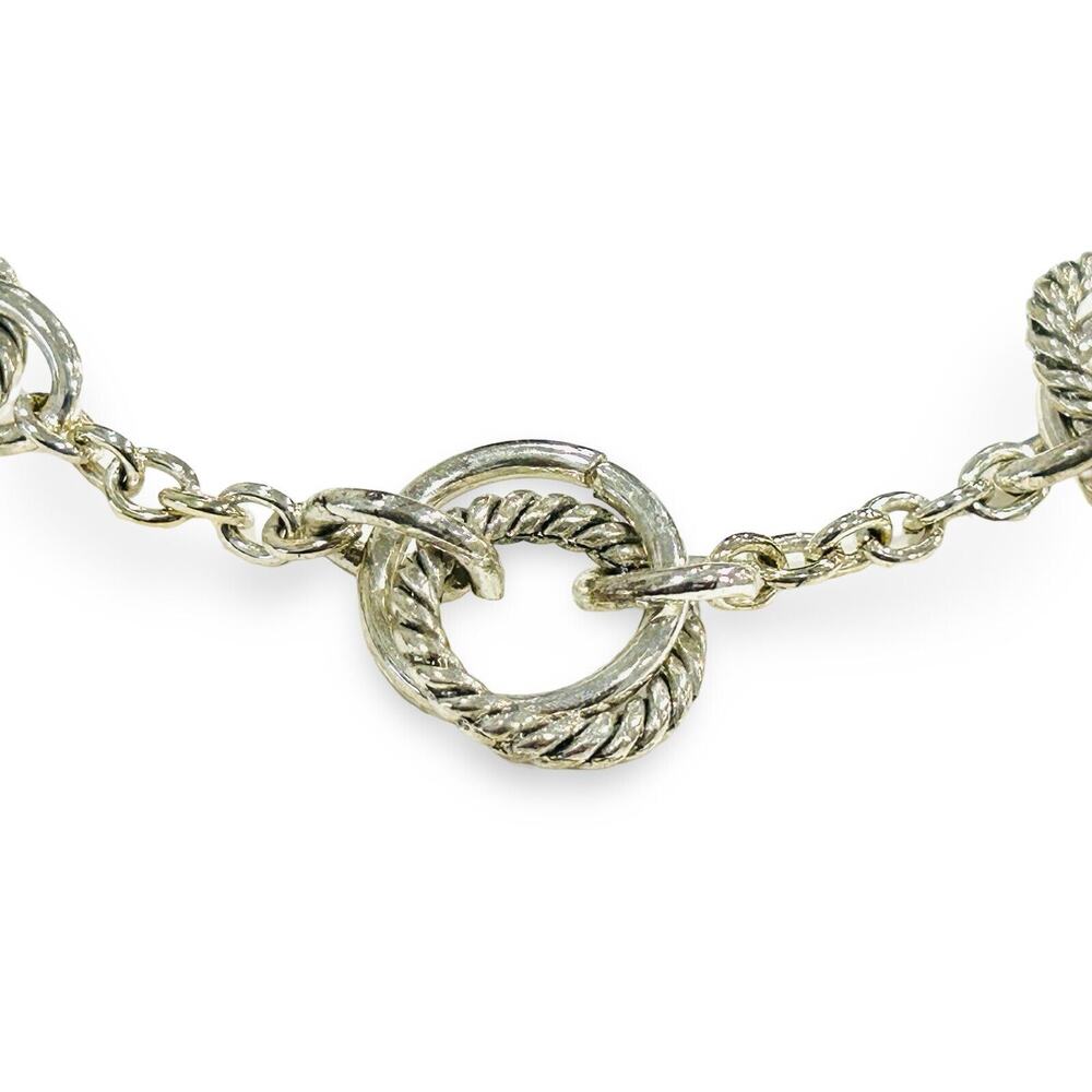Ralph Lauren Fashion Necklace Oval Links & Rings Metallic Silver Collar Size 17” - Picture 3 of 4